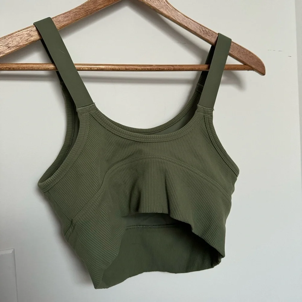 Aerie ribbed olive green bra tank S - Picture 3 of 4